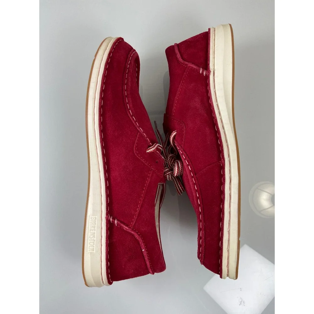 Birkenstock Men's US 12 EU 45 Pasadena Red Suede Veloursleder‎ Lace Up Shoes NEW
